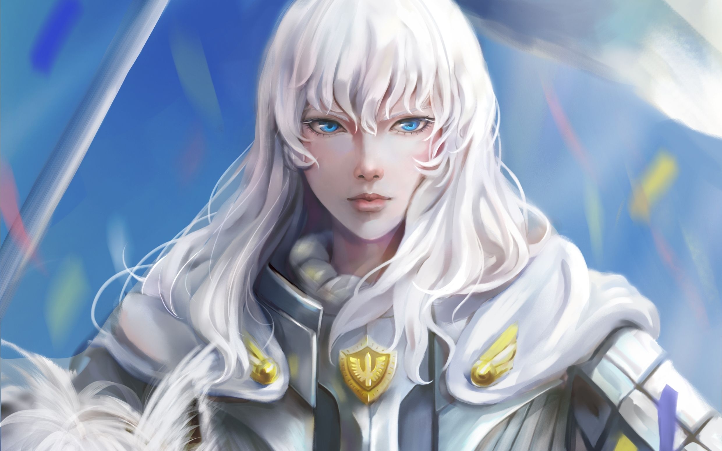 2480x1550 Download  Griffith, Berserk, White Hair, Blue Eyes Wallpaper, Desktop