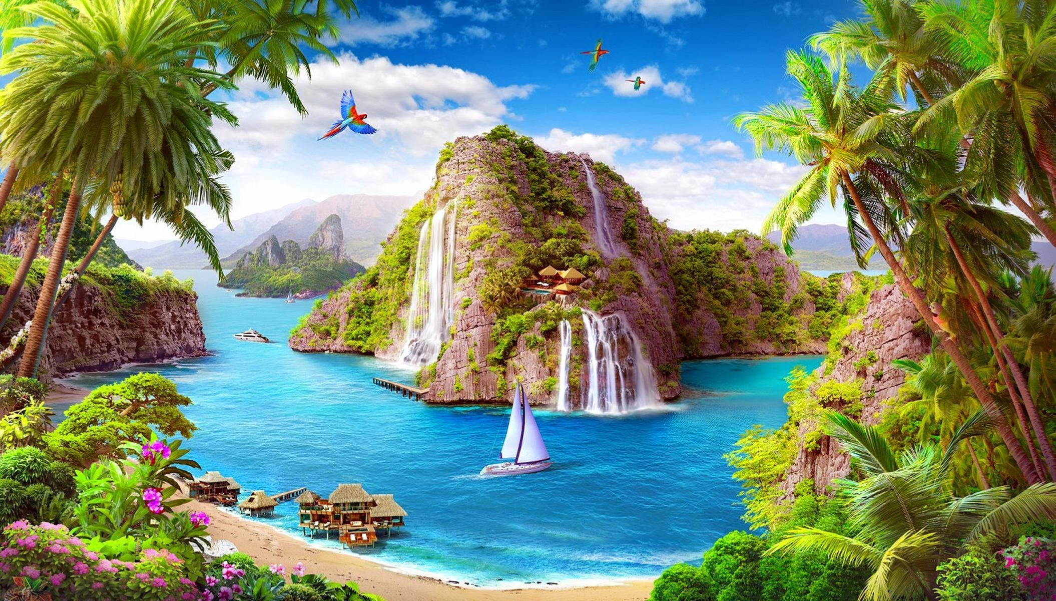 2110x1200 Paradise Fantasy HD Wallpaper, Desktop