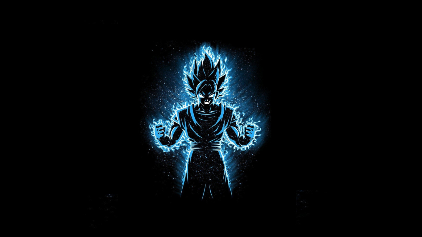 1370x770 Black dragon ball dark minimal wallpaper background, Desktop