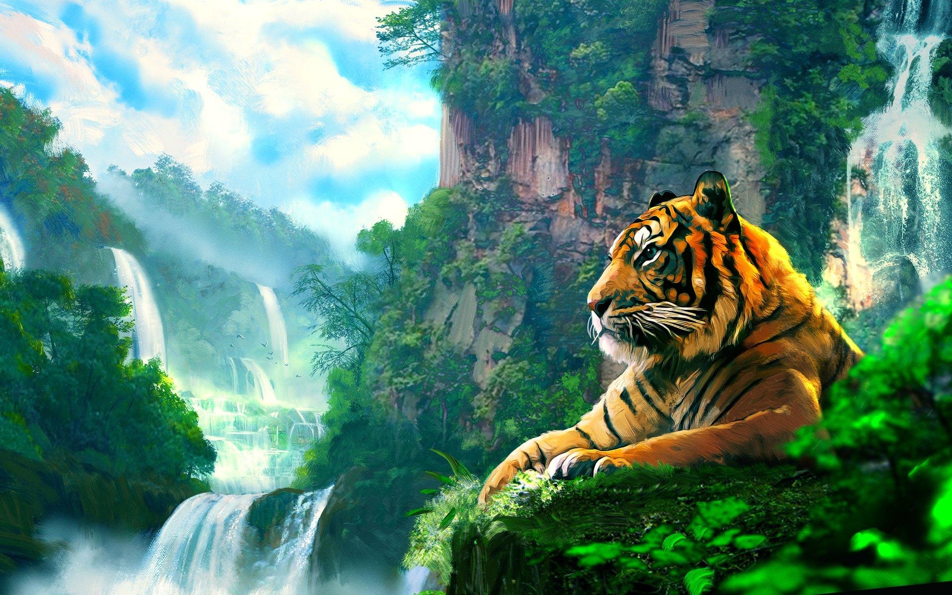 1920x1200 tiger, Cat, Predator, Cats, Fantasy, Asian, Oriental, Nature, Jungle, Desktop