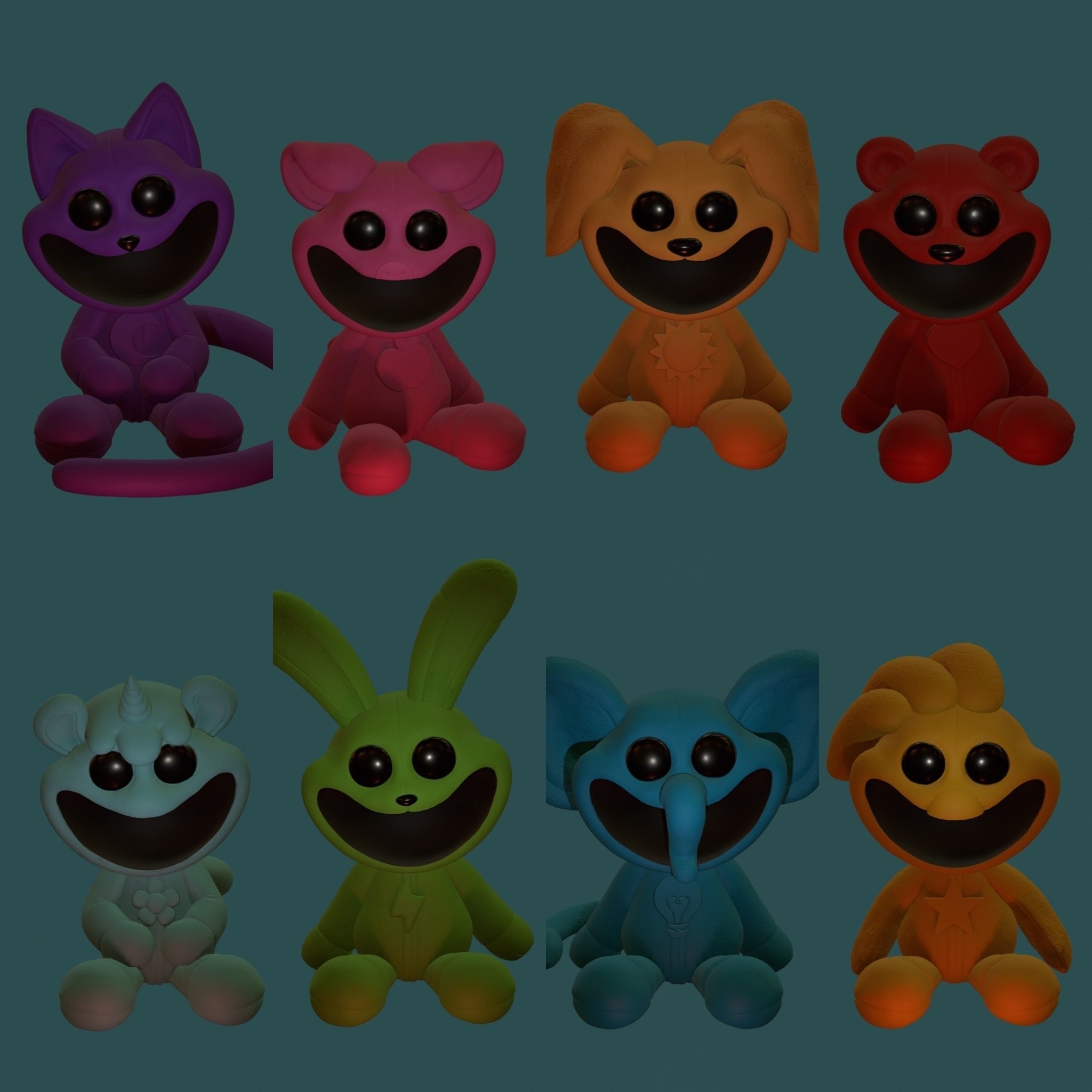 2050x2050 STL file All Smiling Critters + CatNap, Phone