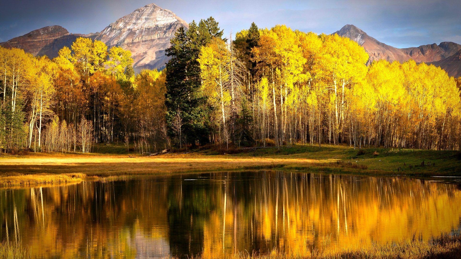 1920x1080 Aspen Tag wallpaper: Beef Basin Pond Utah Autumn Beautiful, Desktop