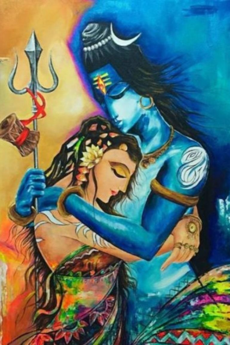 770x1160 Happy Shivratri. Shiv Parvati Love Image. Mythology paintings, Buddha art drawing, Lord shiva painting, Phone