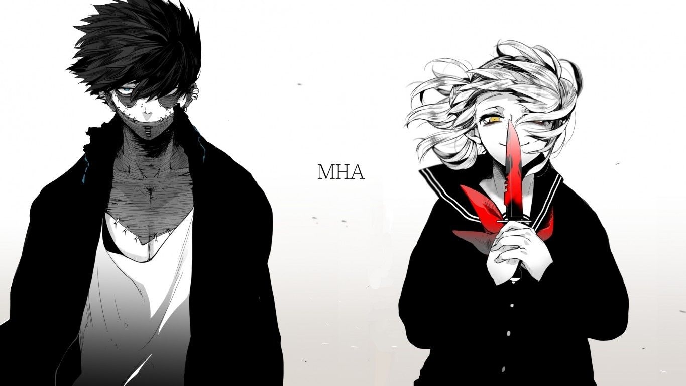 1370x770 Download  Boku No Hero Academia, Dabi, Toga Himiko, Black And White Wallpaper for Laptop, Notebook, Desktop