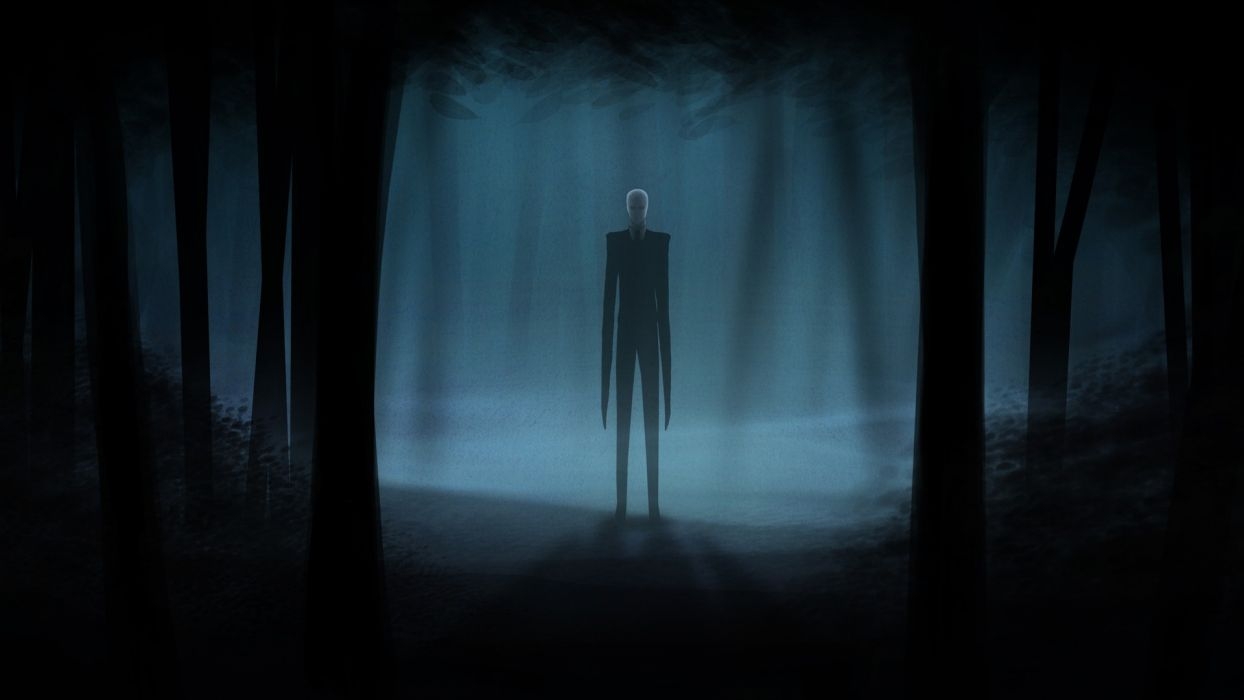 1250x700 Slender Man Creepy Dark videogames dark horror trees forest, Desktop