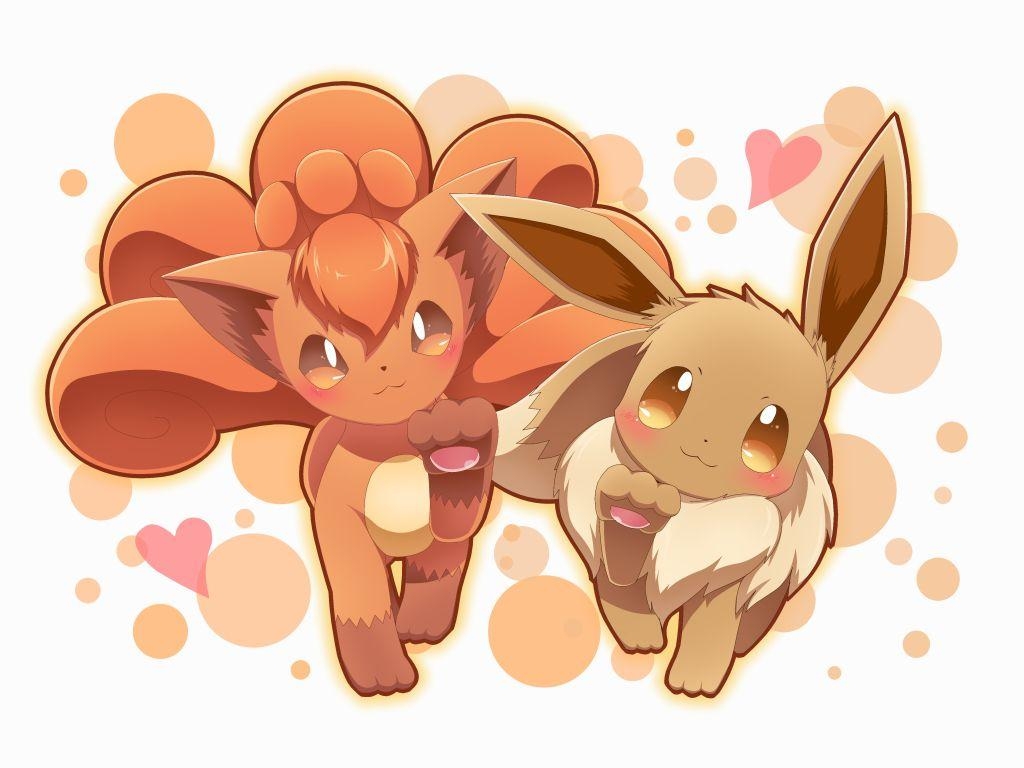 1030x770 Vulpix and Eevee walking up. Pokémon, Desktop