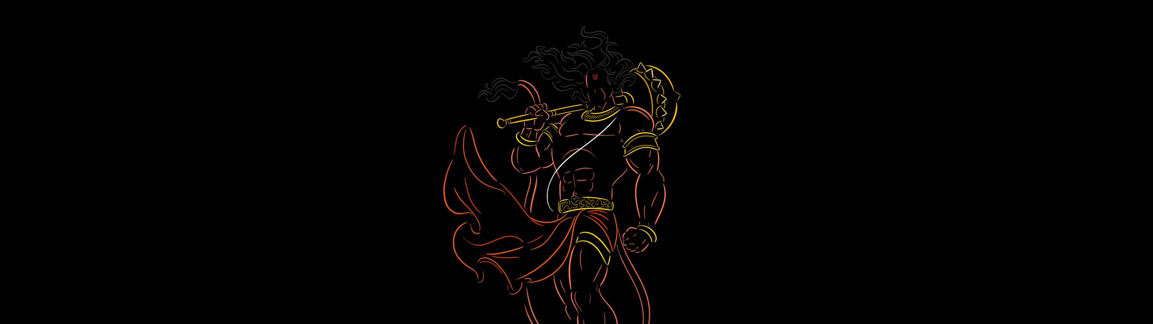 3840x1080 Bajrangbali Wallpaper 4K, Minimalist, Dual Screen