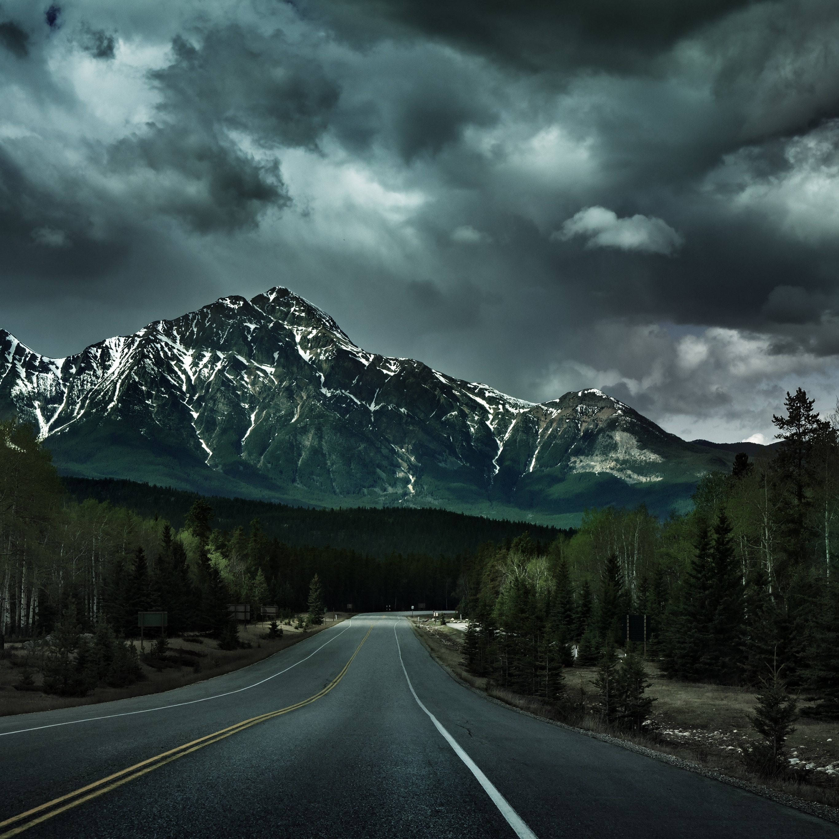 2740x2740 Endless Road Wallpaper 4K, Canadian Rockies, Nature, Phone