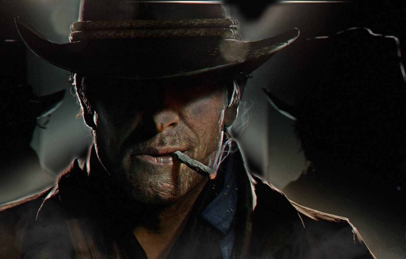 1340x850 Wallpaper hat, art, cigarette, cowboy, Red Dead Redemption RDO, Arthur Morgan image for desktop, section игры, Desktop