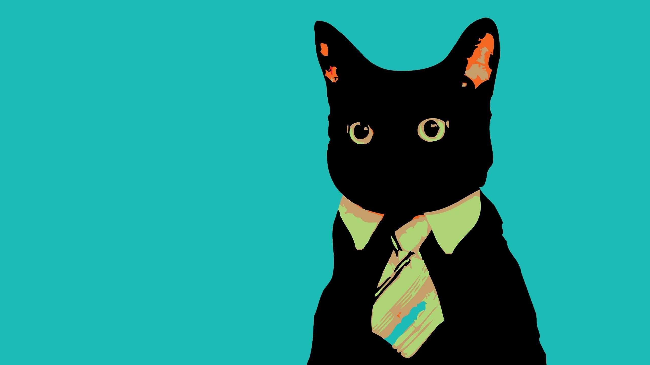 2560x1440 minimalism, Cat, Animals, Colorful, Business Cat Wallpaper HD, Desktop