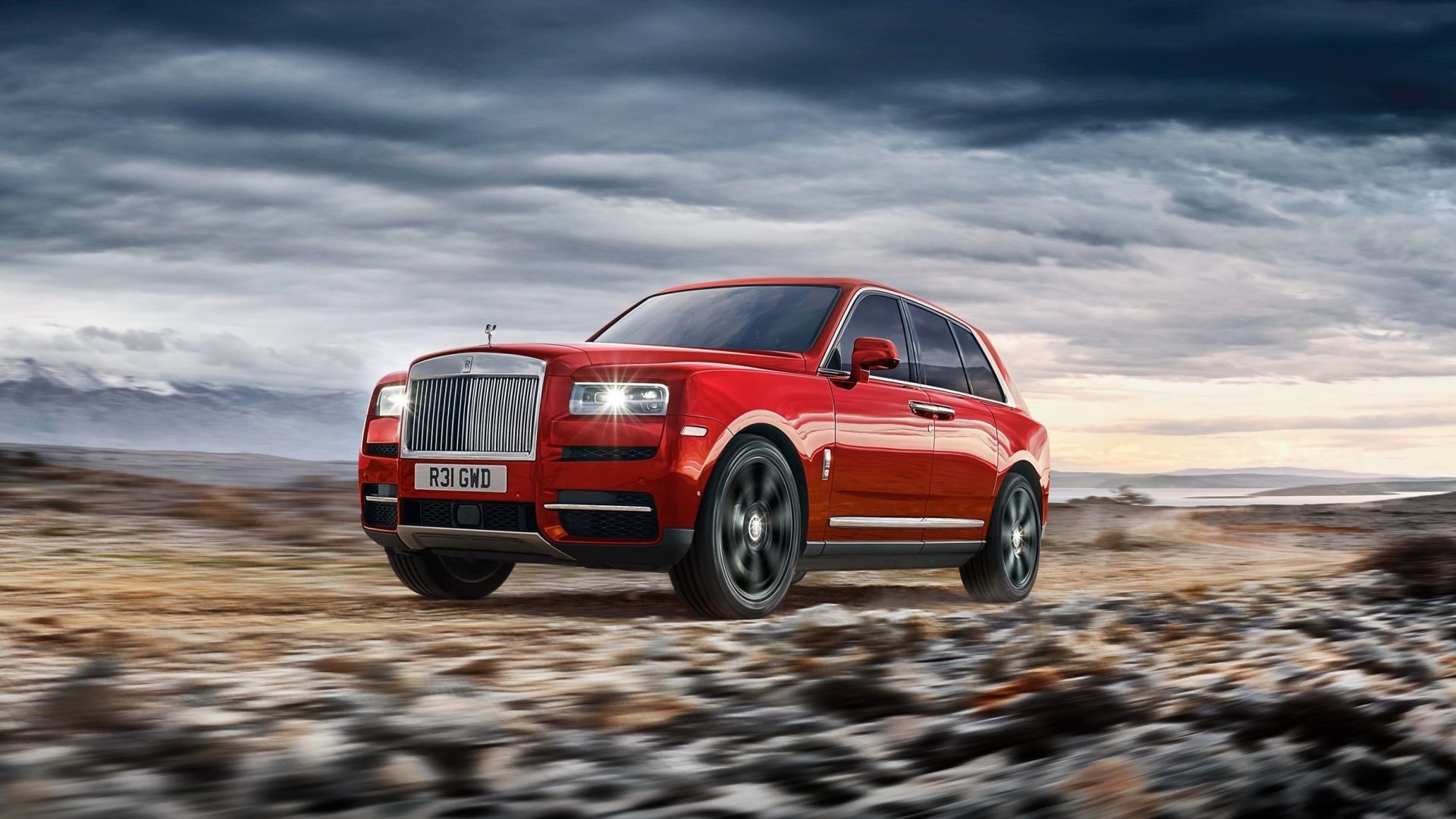 1920x1080 Desktop Wallpaper Red Car, Rolls Royce Cullinan, HD Image, Picture, Background, 99d3f6, Desktop