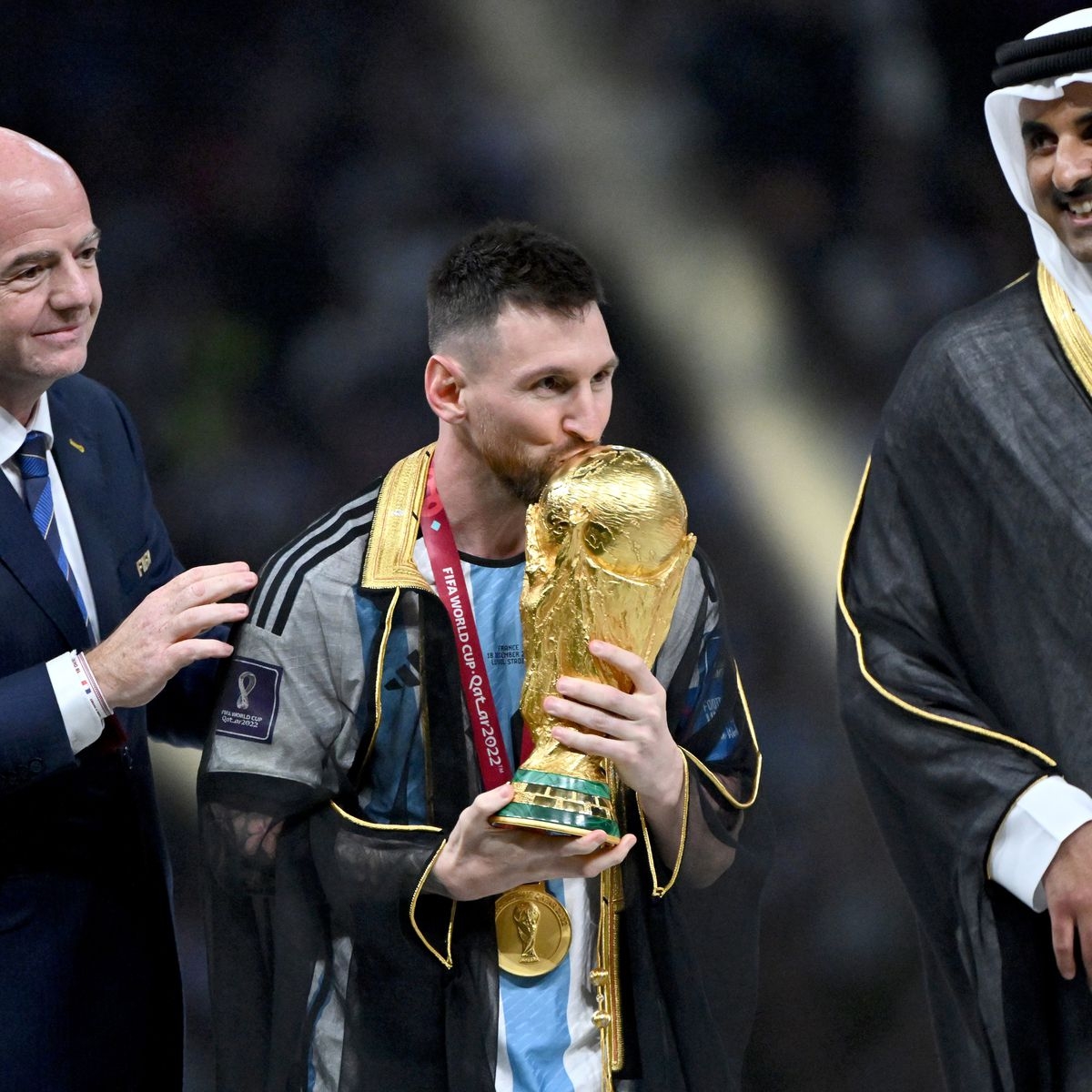 1200x1200 FIFA World Cup 2022 final: Lionel Messi robe photo at Argentina trophy presentation, Phone