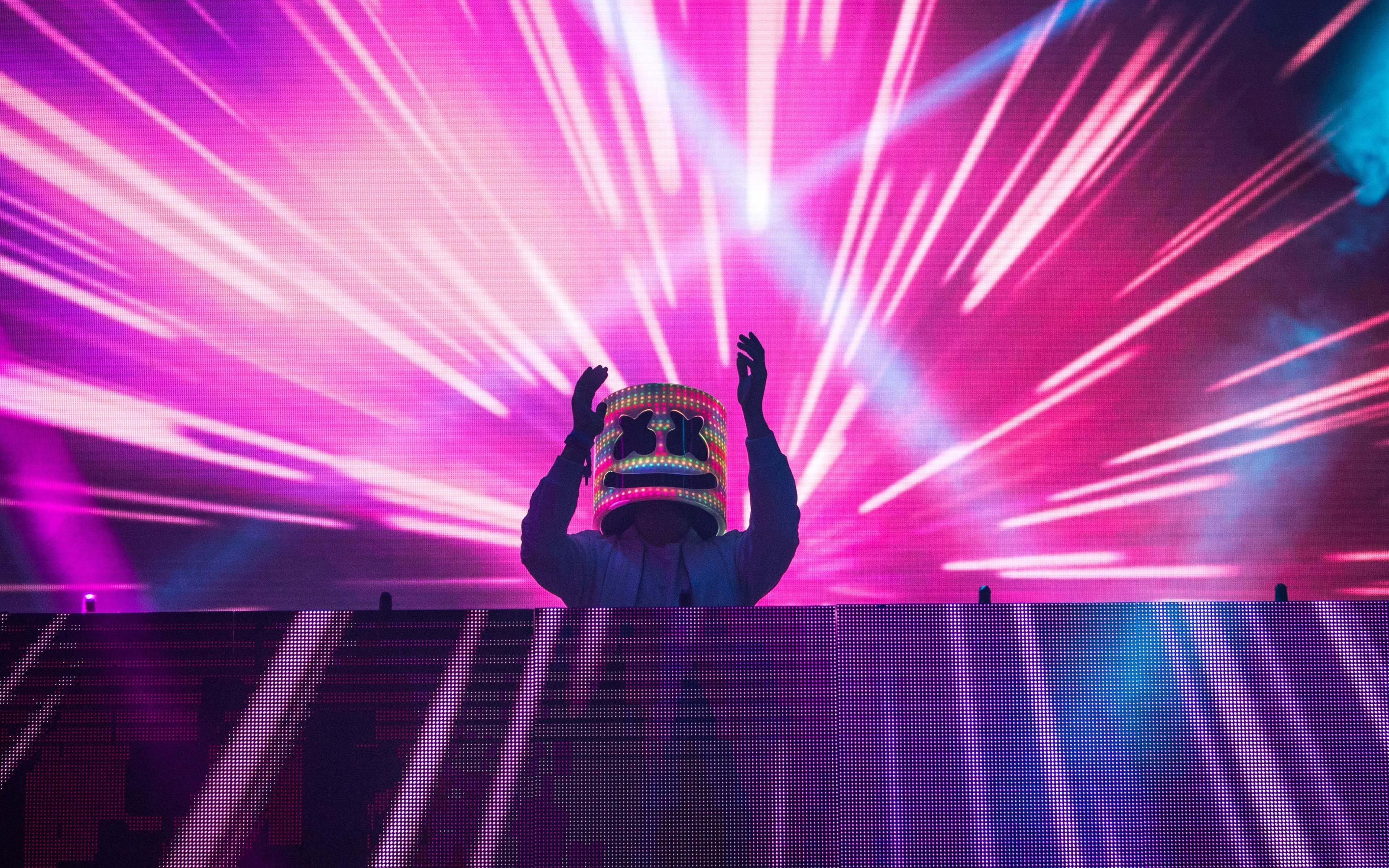 3840x2400 Download wallpaper Marshmello, concert, stage, bright lights, Desktop