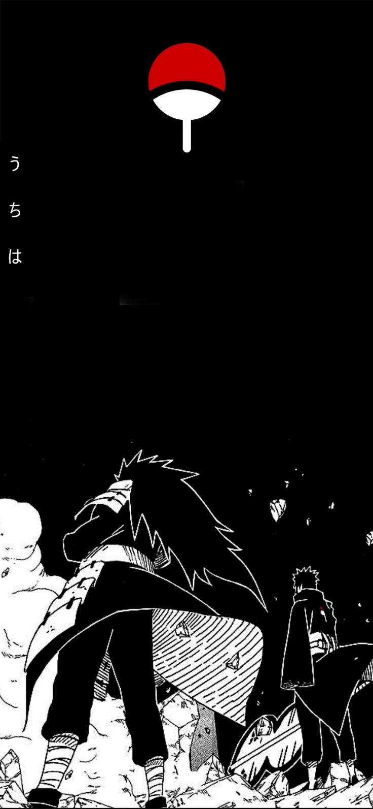 740x1600 Madara Black and White Wallpaper, Phone