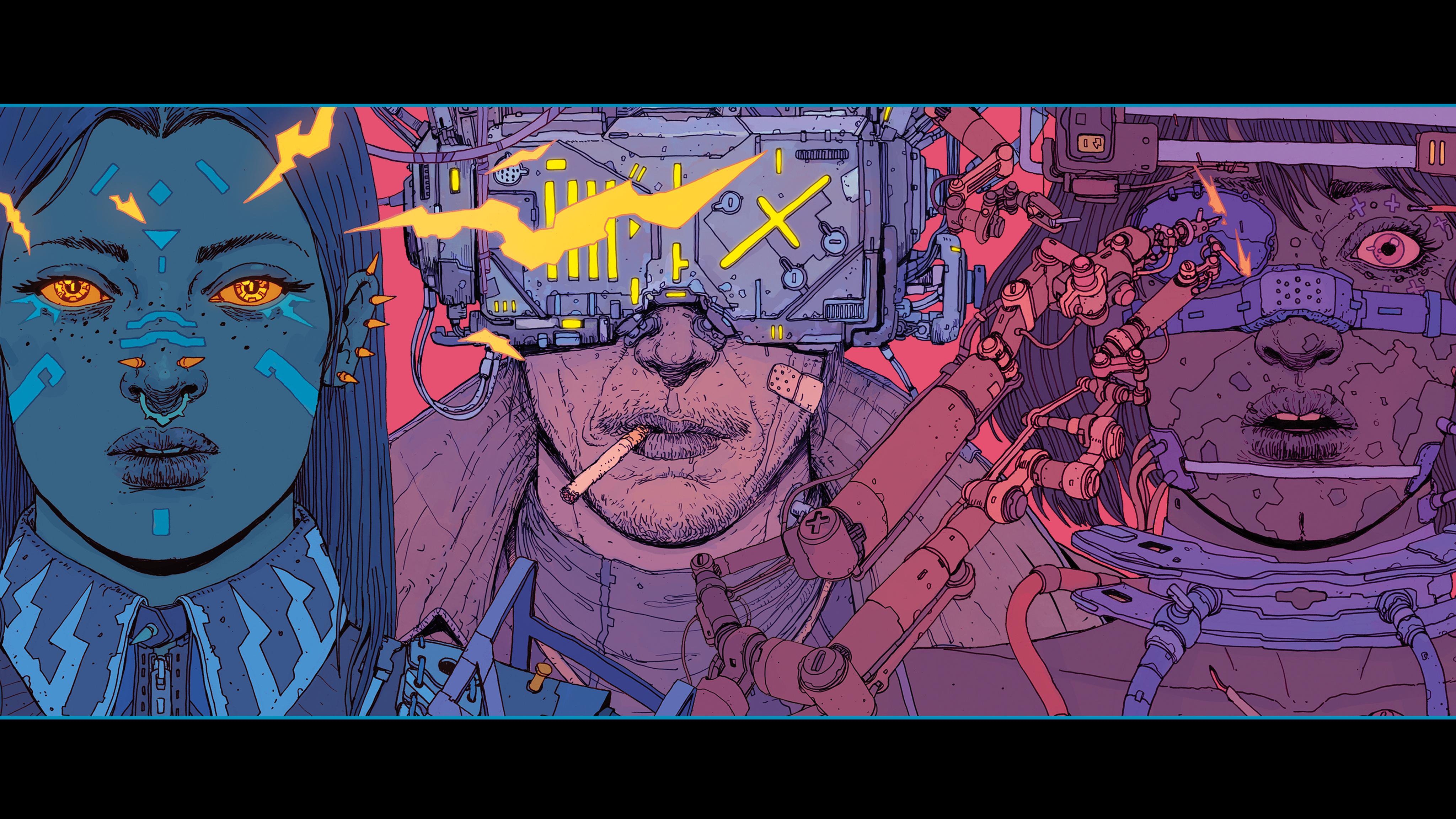 4100x2310 21:9 Neuromancer Wallpaper Using F1x 2's Drawings, Desktop