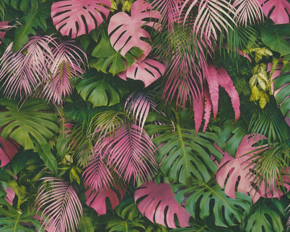 1000x800 A.S. Création Wallpaper «Jungle, Green, Pink» 372801, Desktop