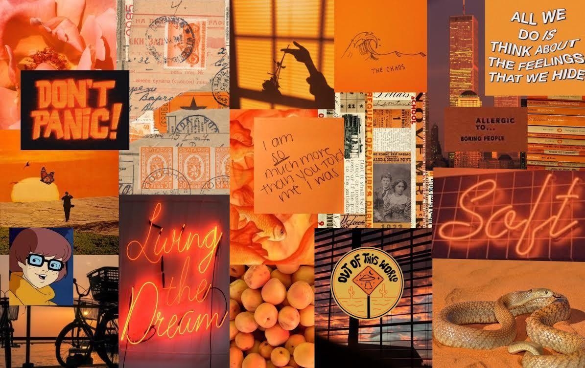 1200x760 Orange Aesthetic Collage Wallpaper Laptop, Desktop