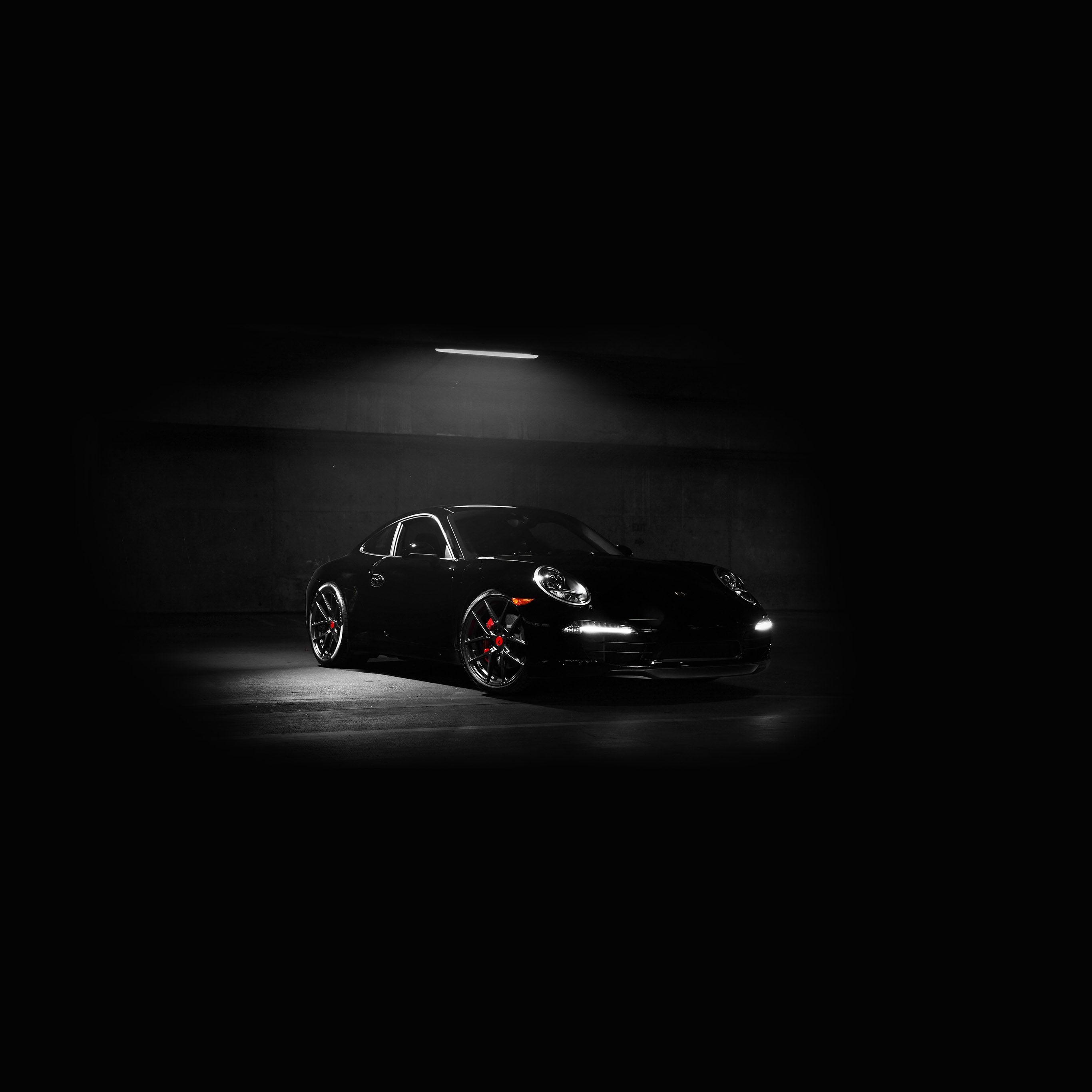 2740x2740 Porsche Illustration Art Super Car Black Dark Wallpaper, Phone