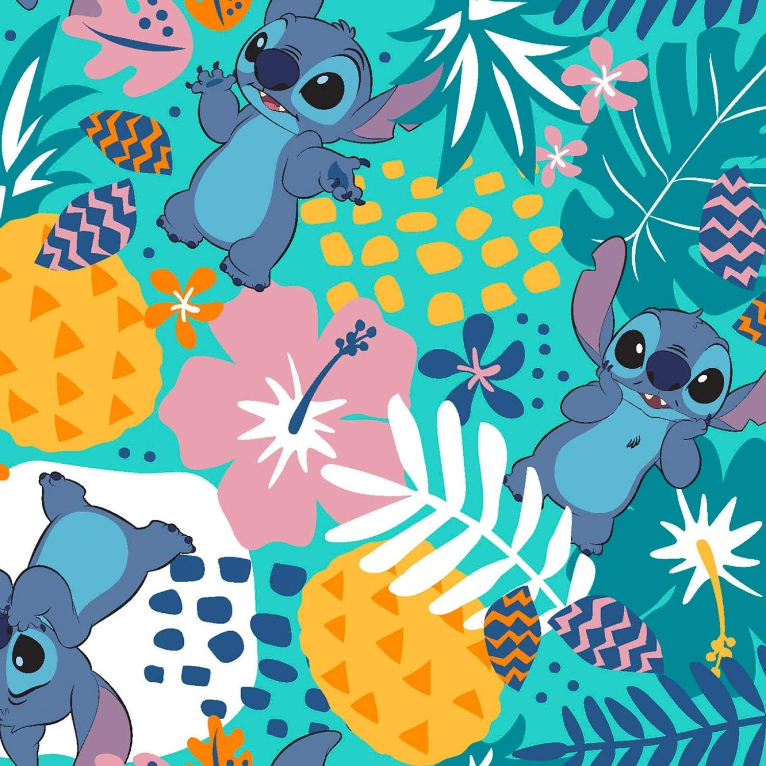 1500x1500 Disney Lilo & Stitch in The Jungle 100% Cotton Sold, Phone