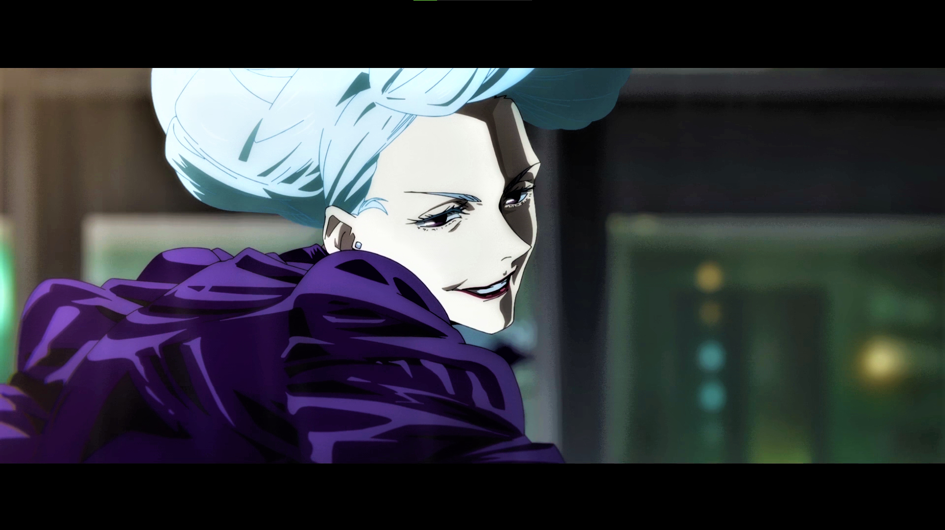 1920x1080 white hair, smiling, Jujutsu Kaisen, uniform, makeup, Mei Mei (Jujutsu Kaisen), anime, Anime screenshot, anime girls, earringx1076 Wallpaper, Desktop