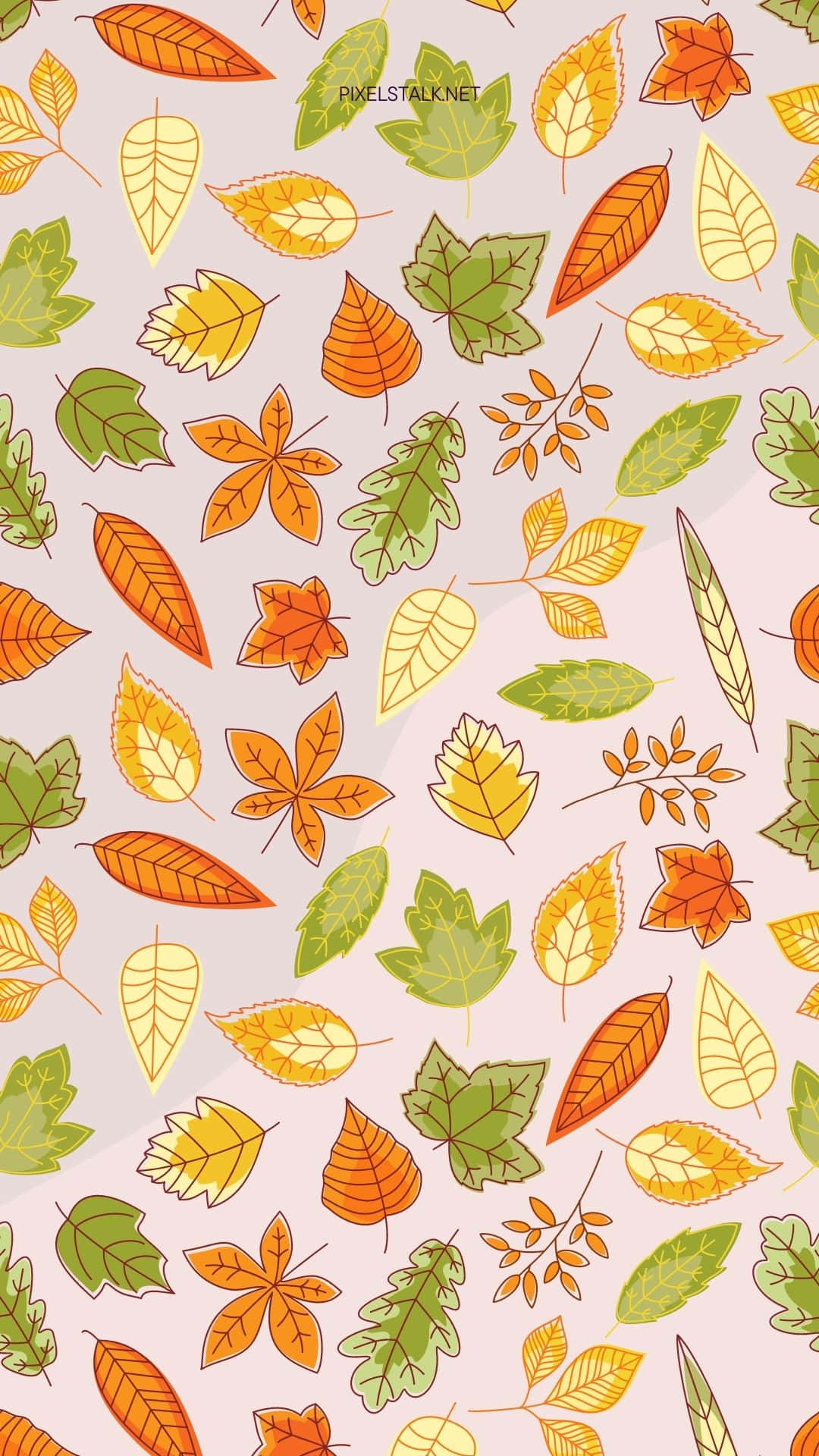 1080x1920 Download Various Leaves Cute Fall Pattern Digital Artwork Wallpaper, Phone