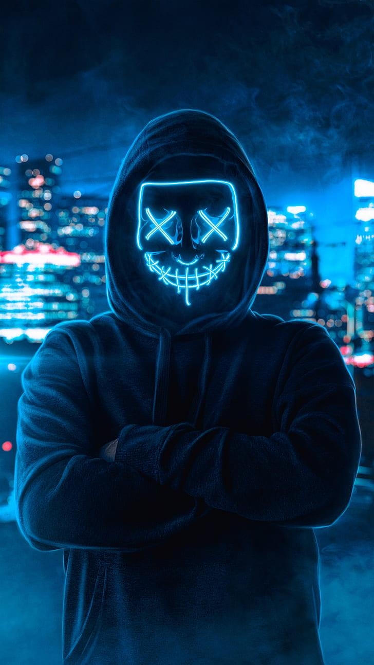 730x1300 Neon mask 1080P, 2K, 4K, 5K HD wallpaper free download, Phone