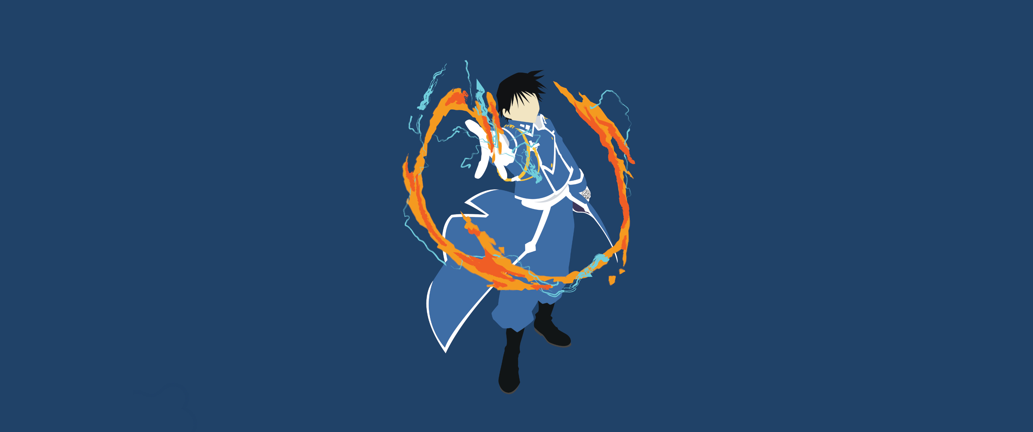 3440x1440 Roy Mustang minimalist, Dual Screen