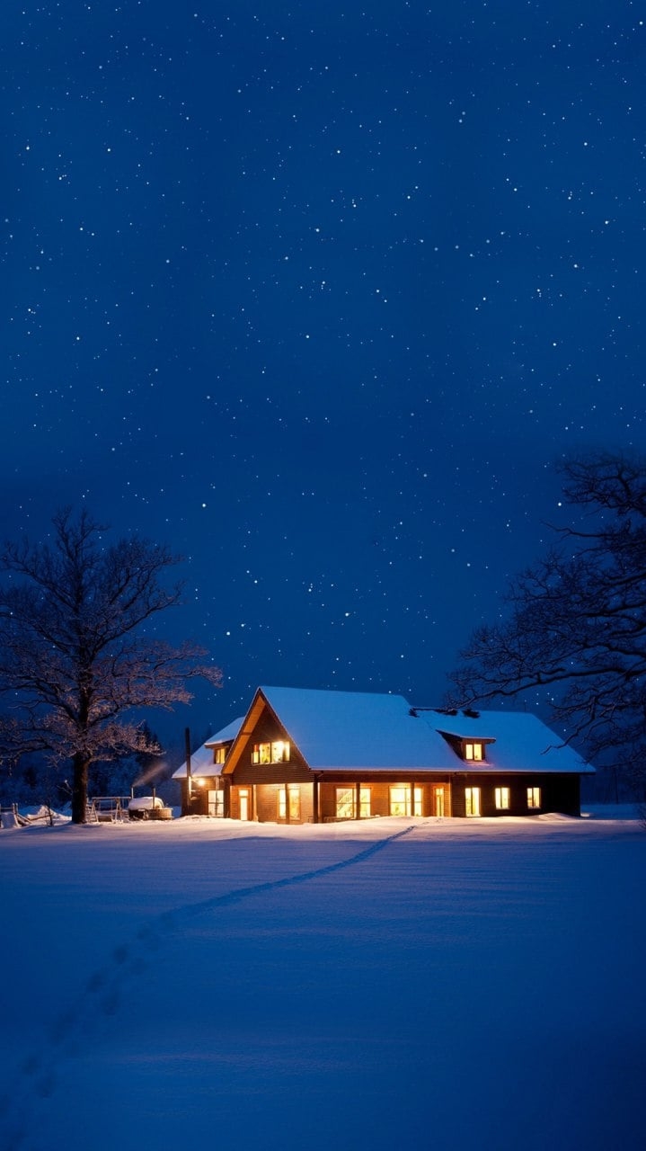 720x1280 Winter House Snow Night IPhone Wallpaper Wallpaper, iPhone Wallpaper, Phone