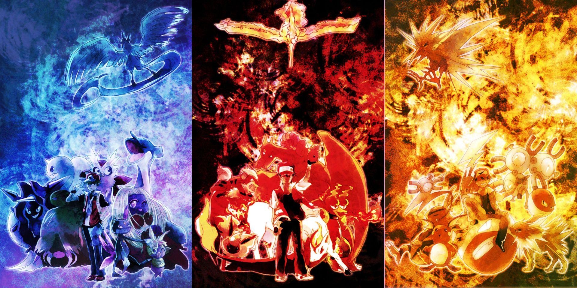 1920x960 Anime Pokemon Articuno (Pokémon) Moltres (Pokemon) Zapdos (Pokemon, Dual Screen