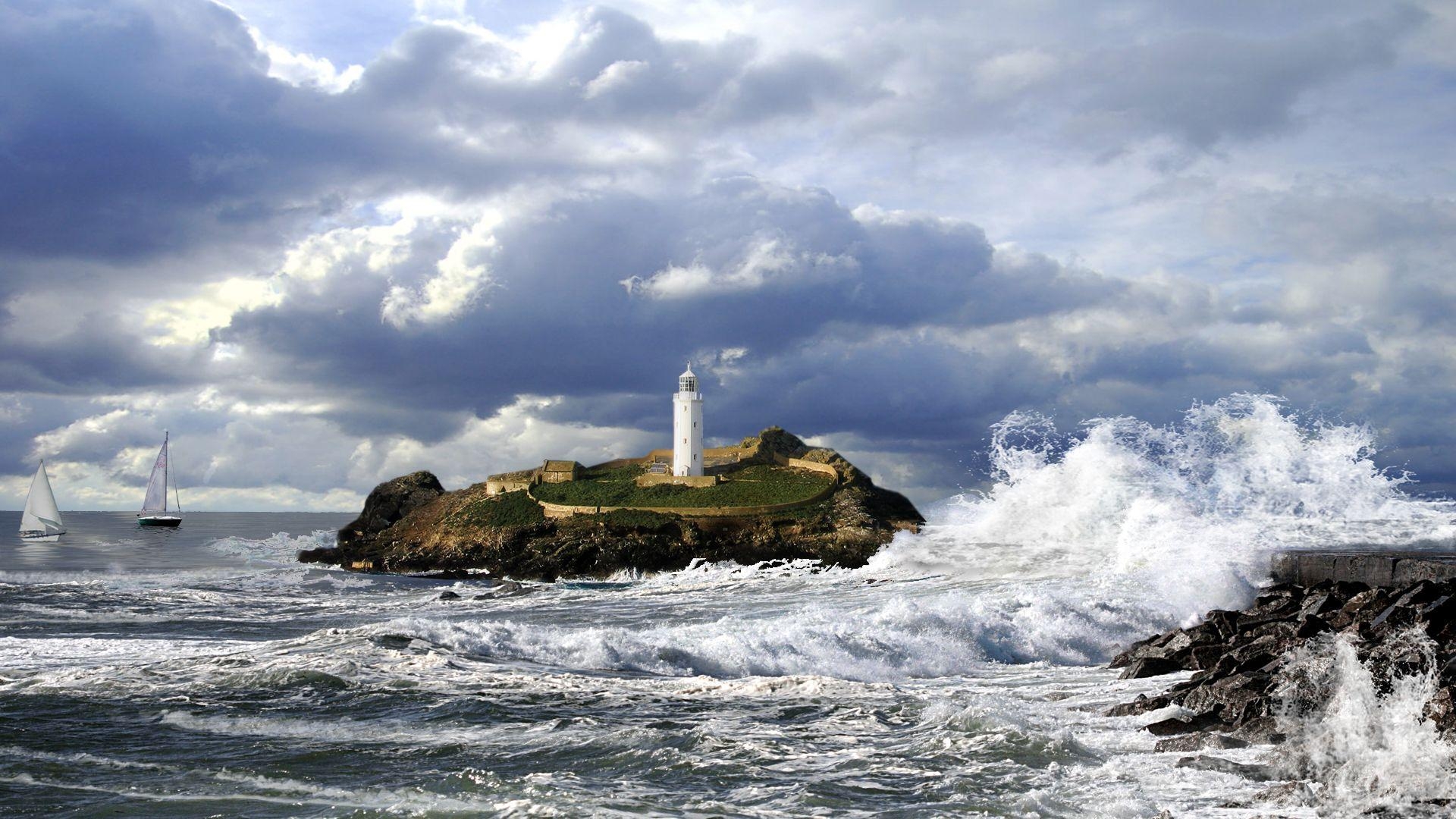 1920x1080 Lighthouse In Storm HD Desktop Wallpaper Sea Lighthouse, Desktop