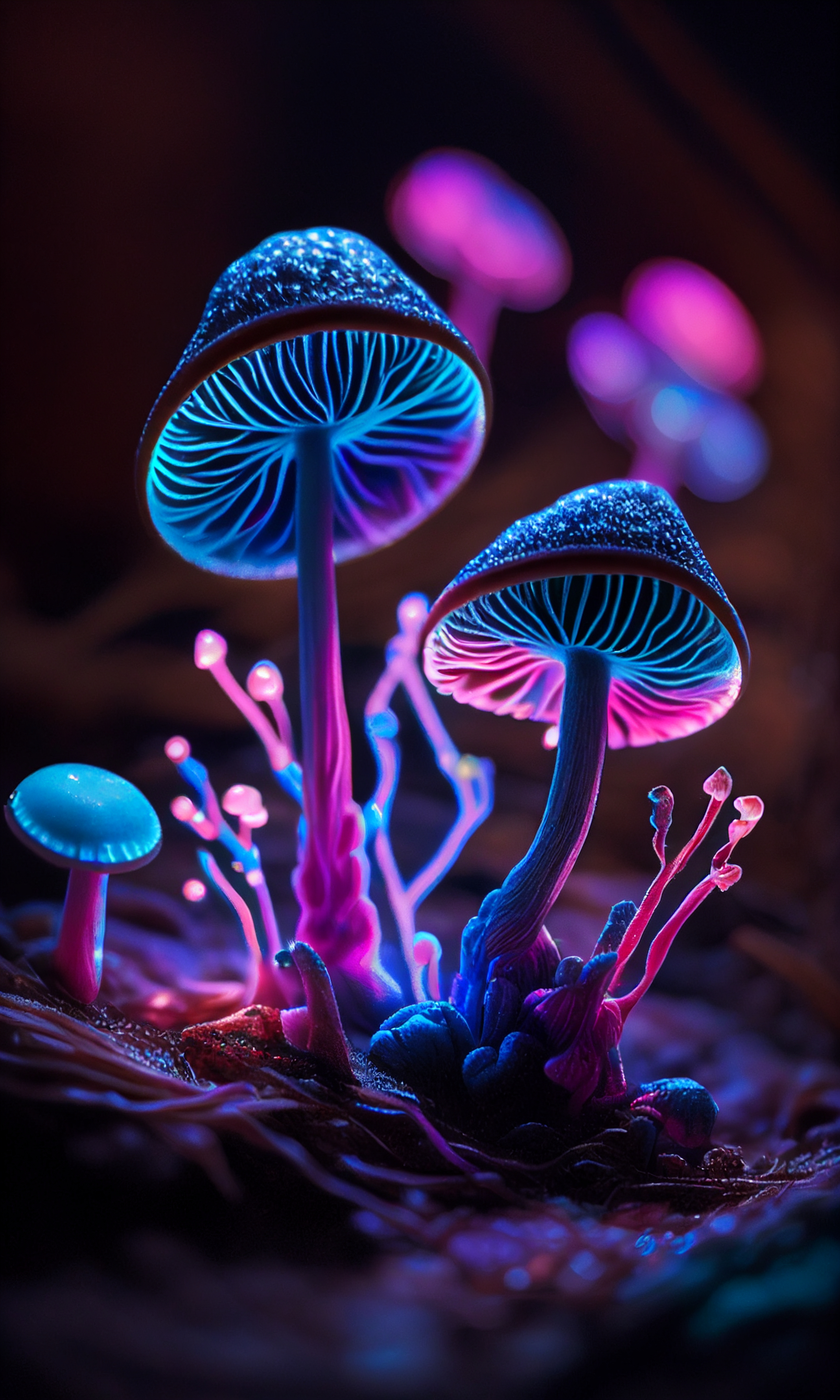 1540x2560 Bioluminescent Art for Phone. Pink Colorful & Luminous. Mushroom Stone Path. What is digital art, Mushroom art, Mushroom wallpaper, Phone