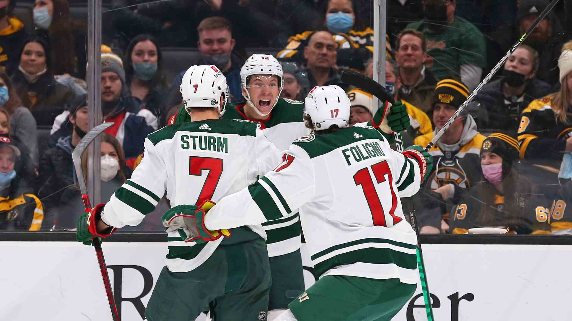 1920x1080 Wild's Matt Boldy scores first career goal in NHL debut vs. hometown Bruins in front of family, Desktop