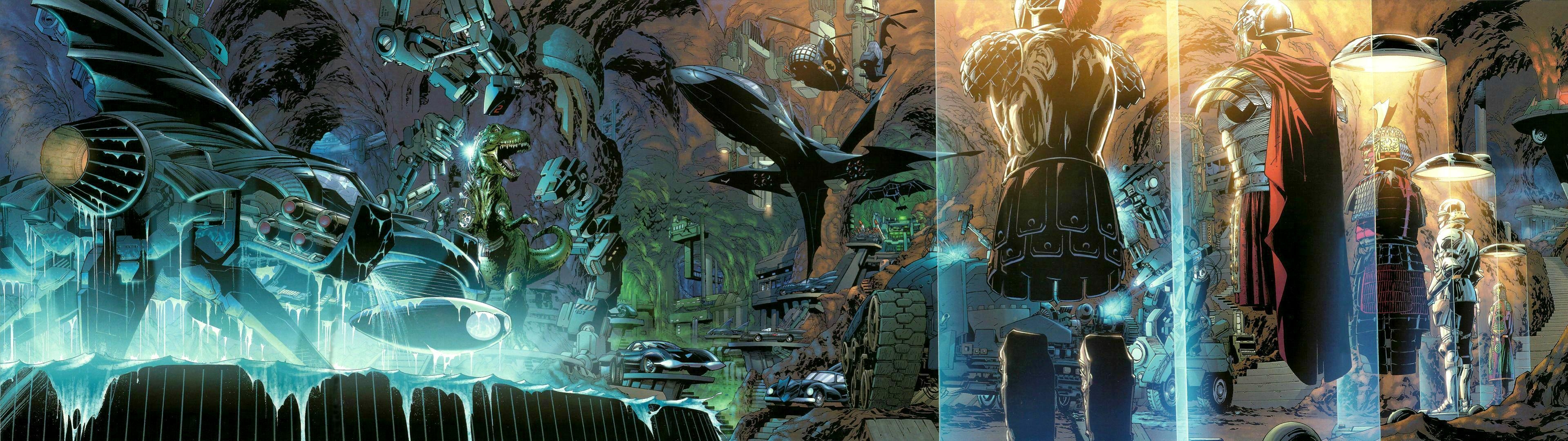 3840x1080 A Dual screen wallpaper of the Batcave, Dual Screen