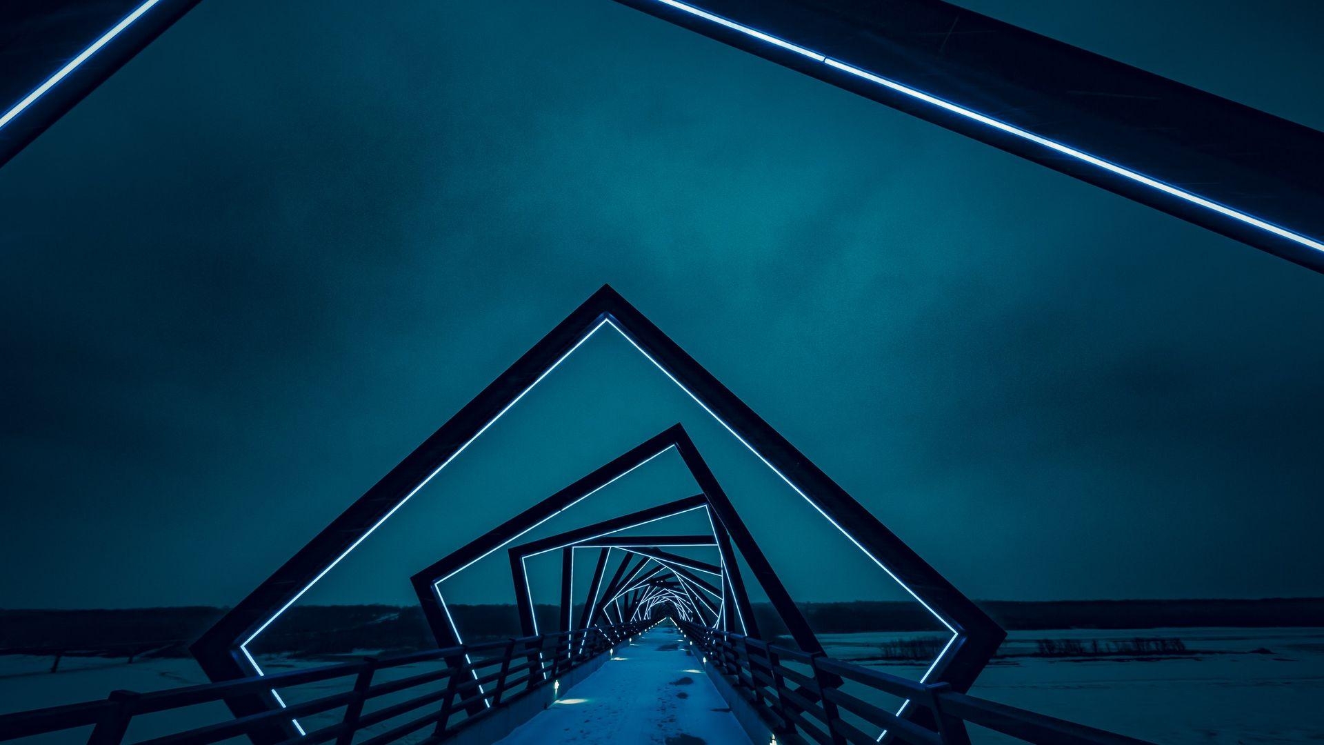 1920x1080 Bridge Neon Lights Wallpaper, Desktop