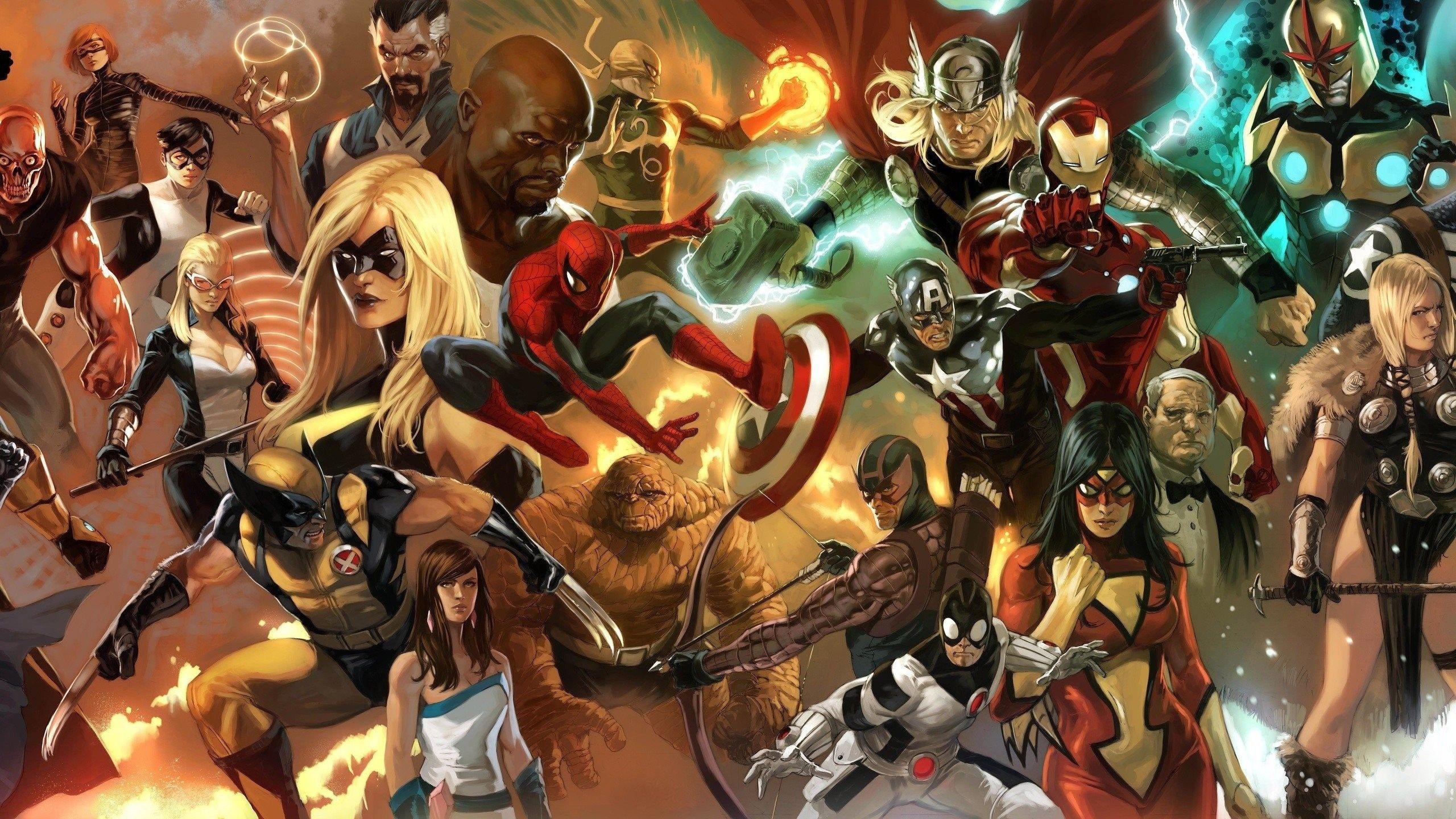 2560x1440 Iron Man, Comics, Thor, Spider Man, Captain America, Wolverine, Desktop