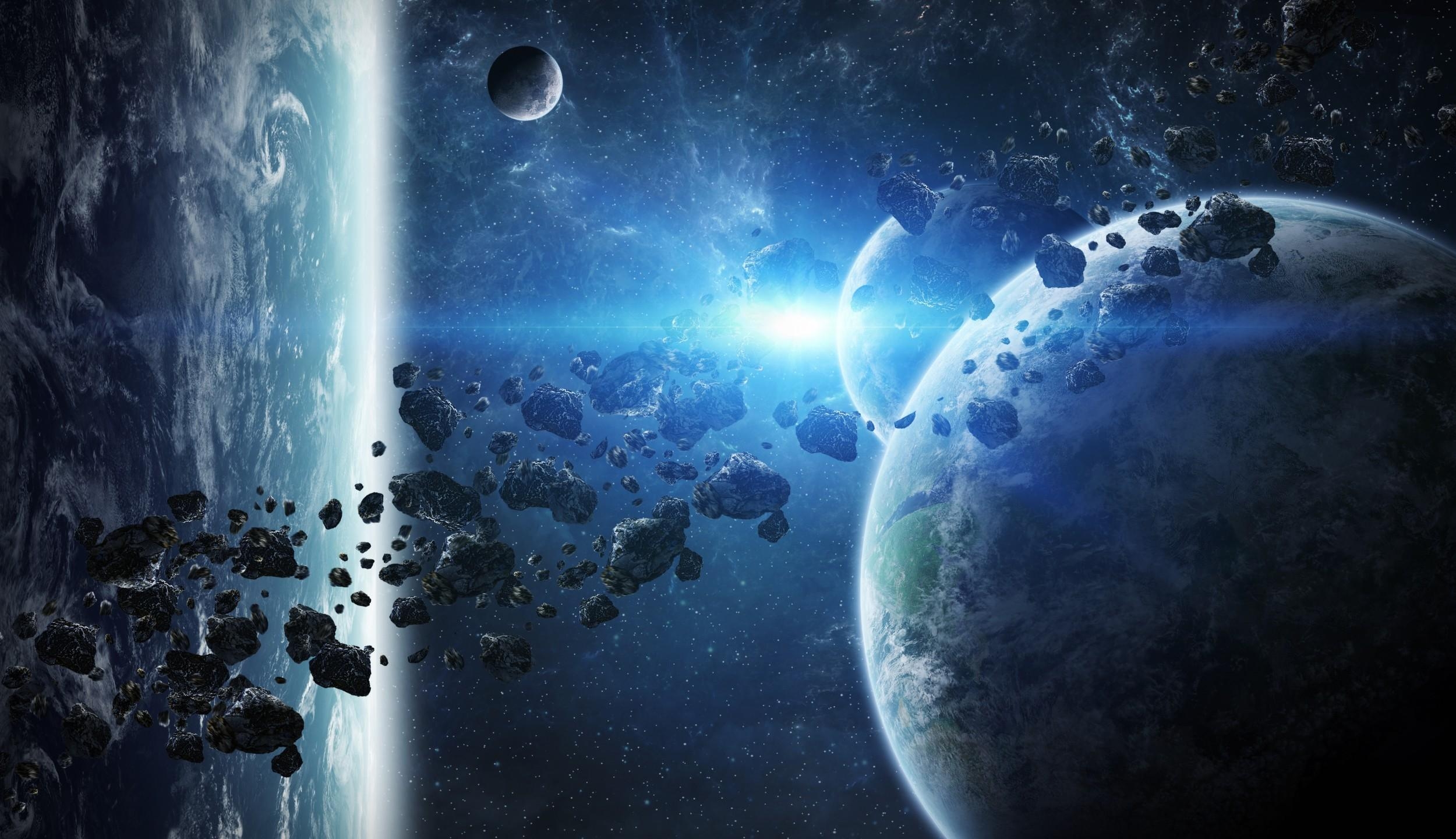 2500x1440 Download  Meteorite, Sci Fi, Galaxy, Stars, Planets, Desktop