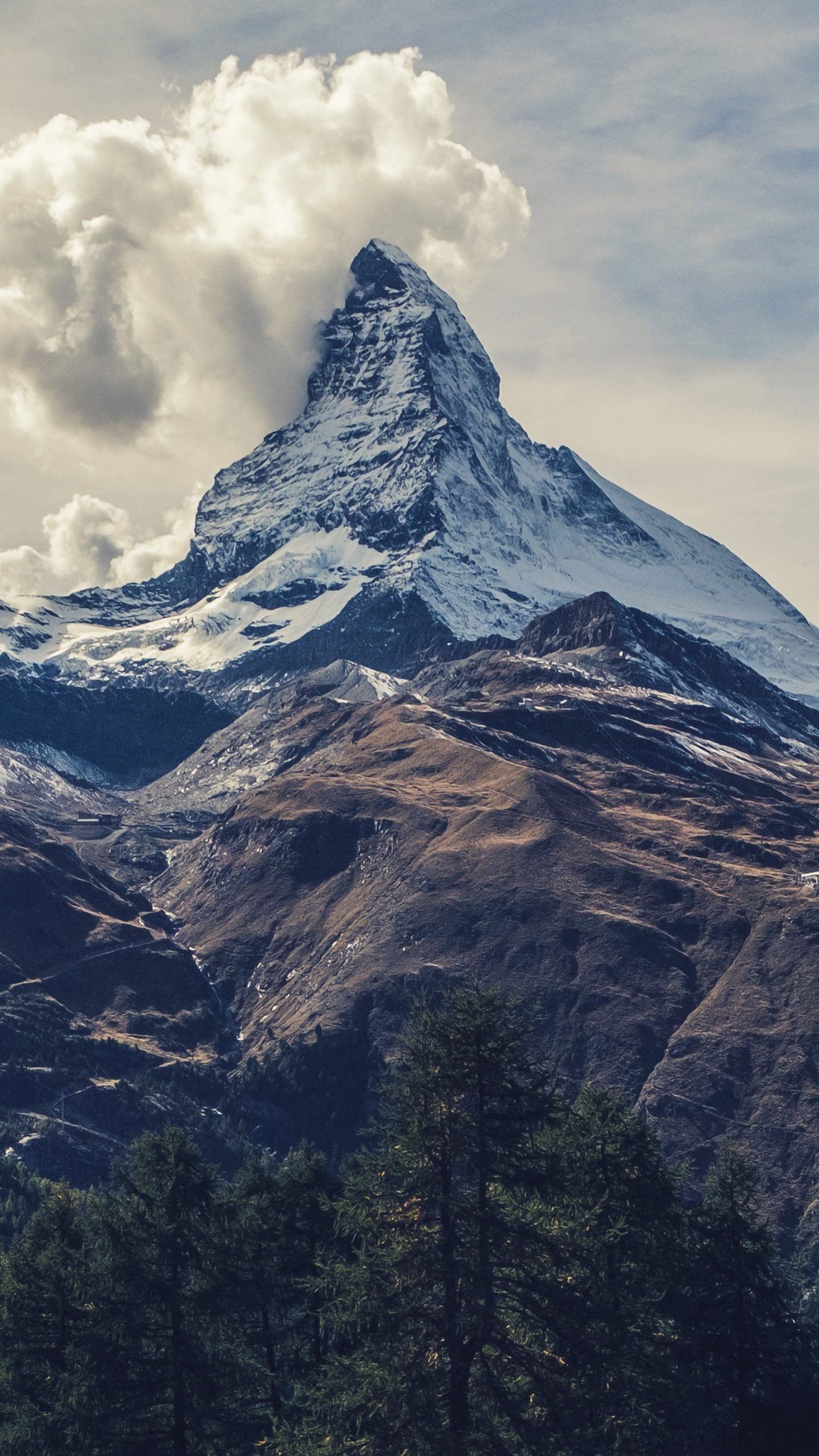 1440x2560 Snow Mountain Clouds 4K Wallpaper, Phone