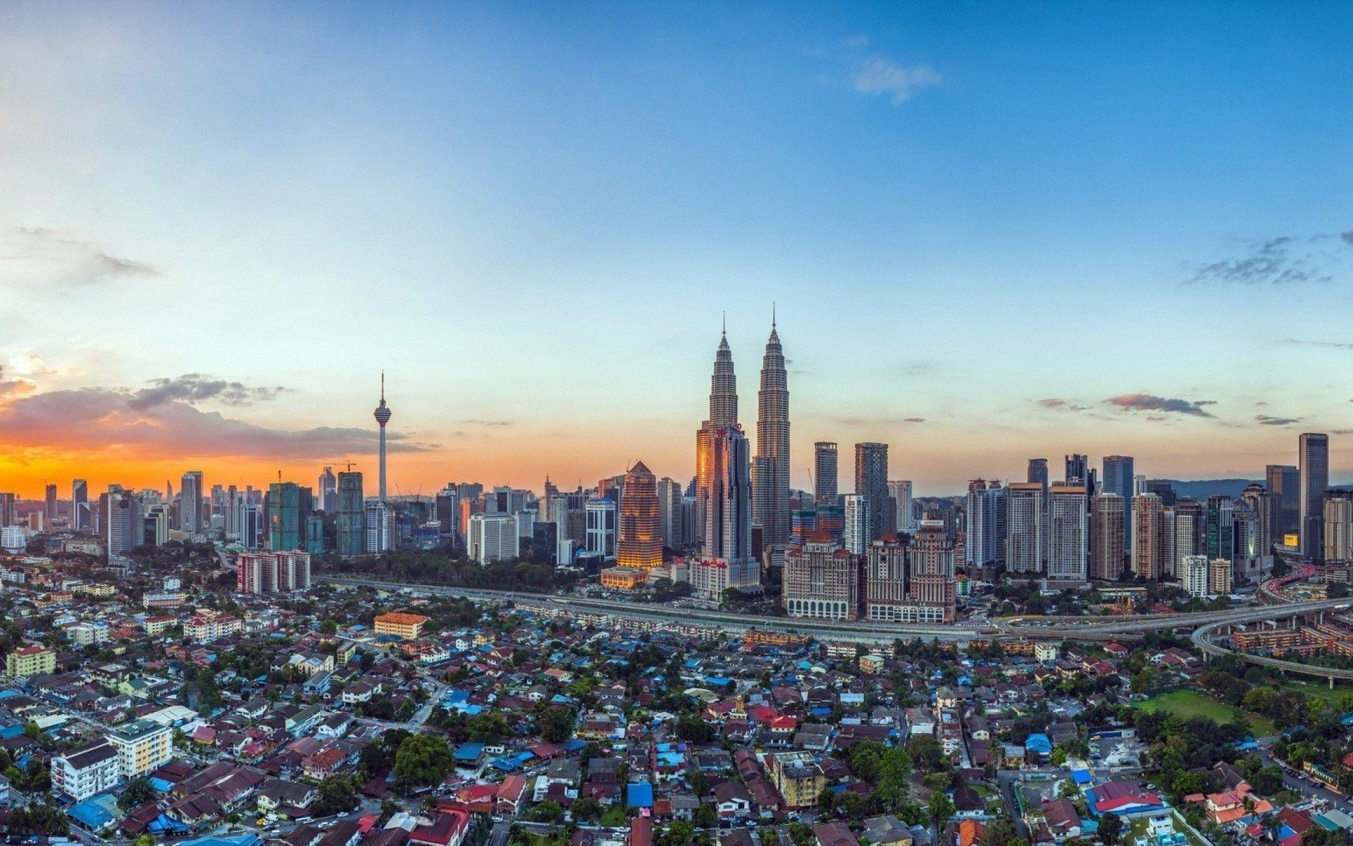 1920x1200 cityscape, Building, Sunset, Malaysia, Petronas Towers, Kuala, Desktop