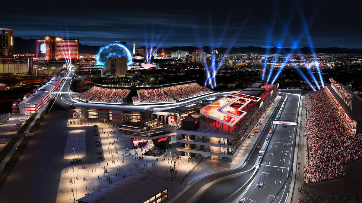 1200x680 F1 Las Vegas Grand Prix renderings preview spectacular race views, Desktop