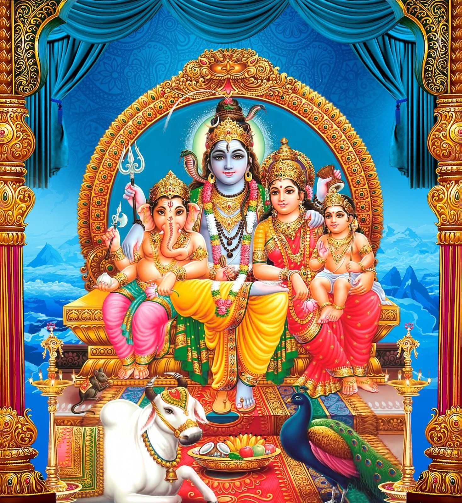 1470x1600 Shiva Parvati Family Photo, Phone