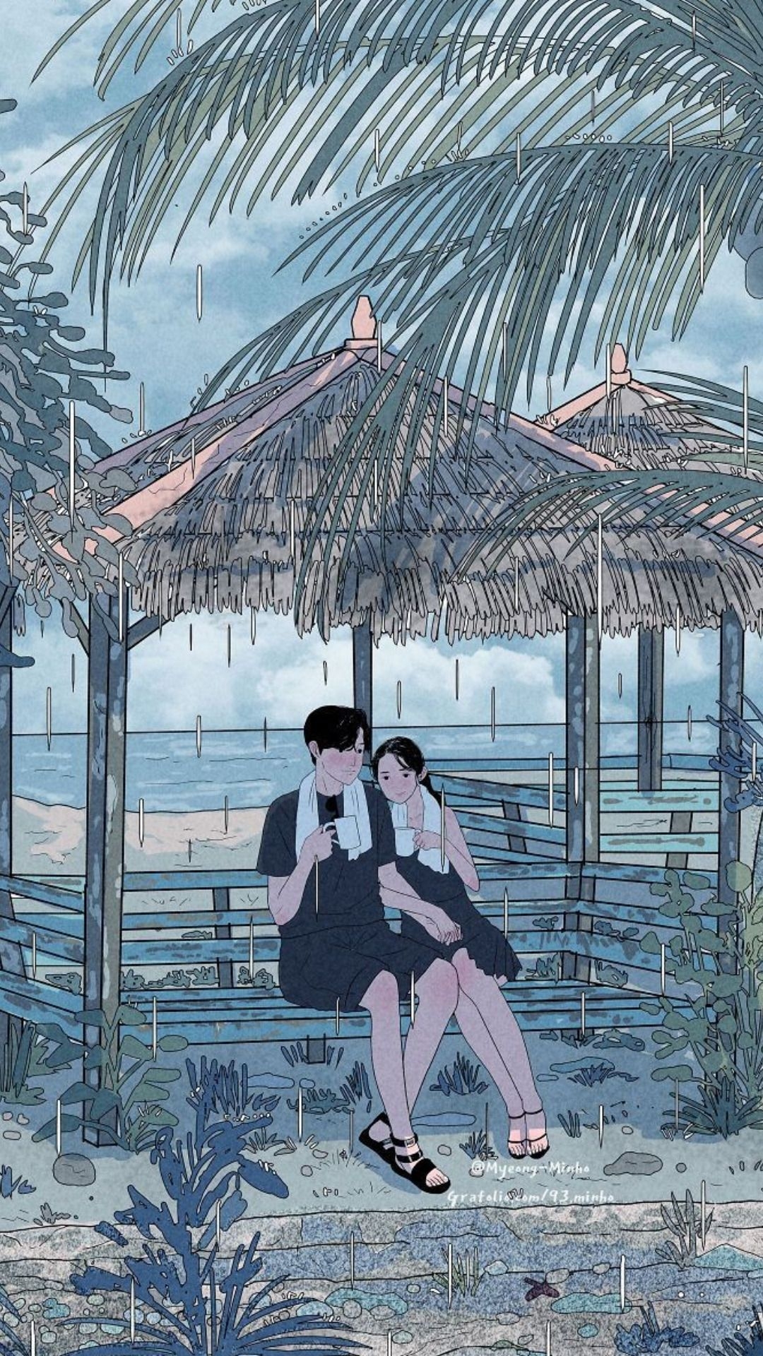 1080x1920 Myeong Minho Romantic Couple Illustrationd, Phone