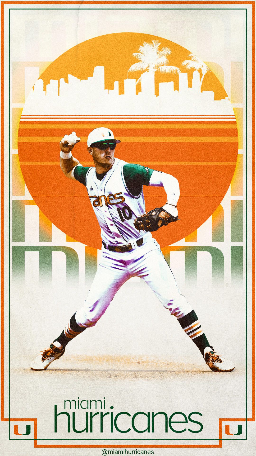 1080x1920 University of Miami Athletics Vintage Poster Wallpaper, Phone