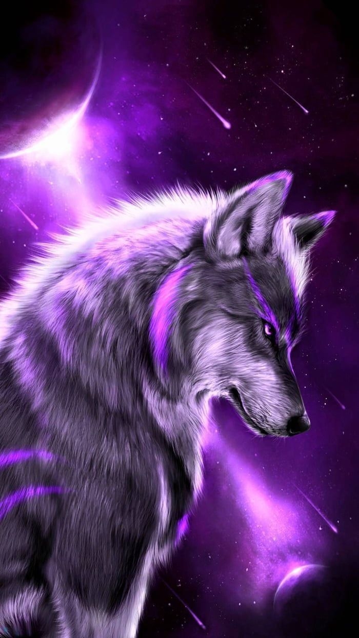 700x1250 Anime Purple Wolf Wallpaper, Phone