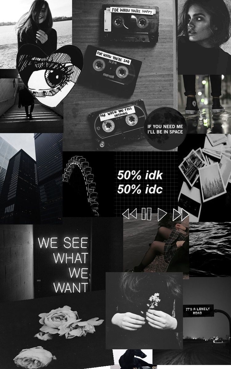 750x1200 Black Aesthetic Collage Wallpaper, Phone