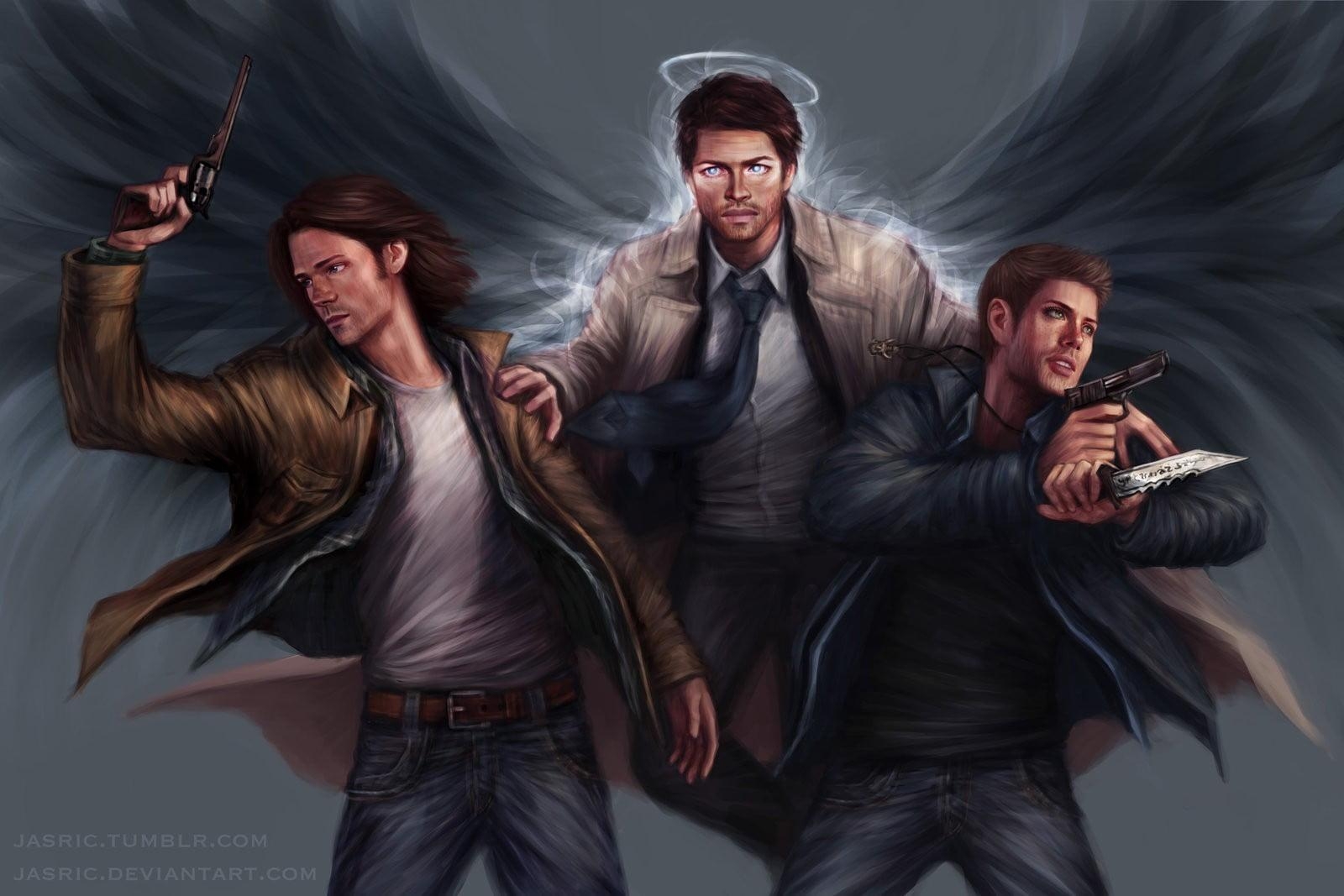 1600x1070 Supernatural Dean and Sam Winchester illustration HD wallpaper, Desktop