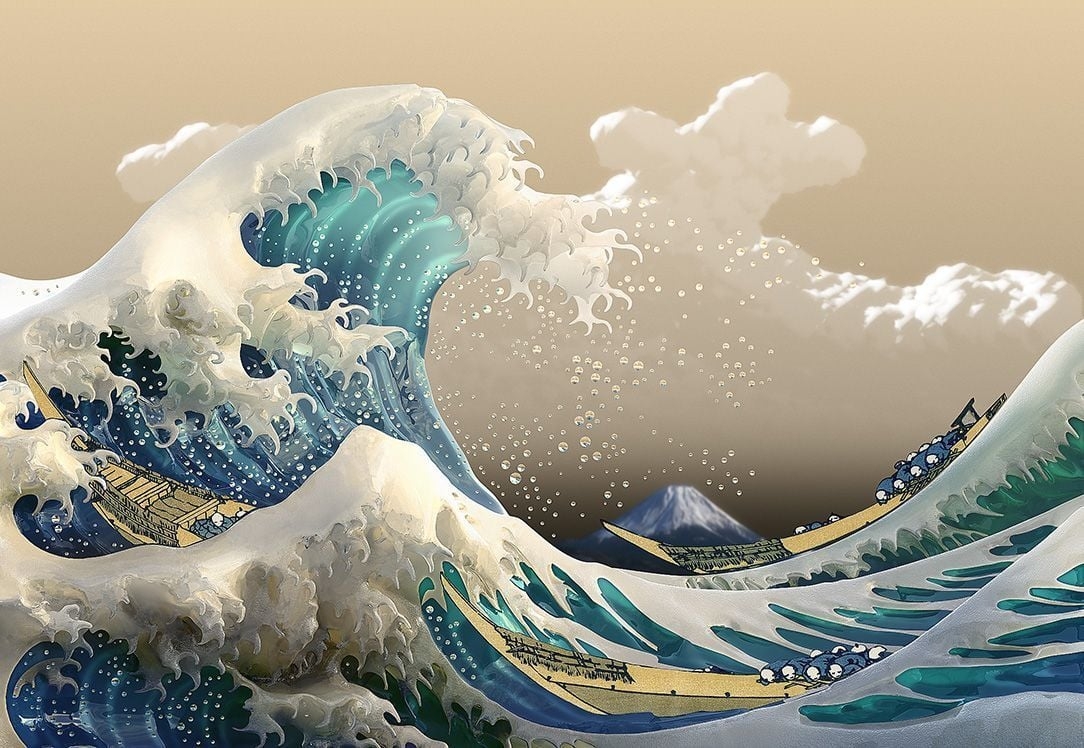 1090x750 Japanese Wave Wallpaper Free Japanese Wave Background, Desktop