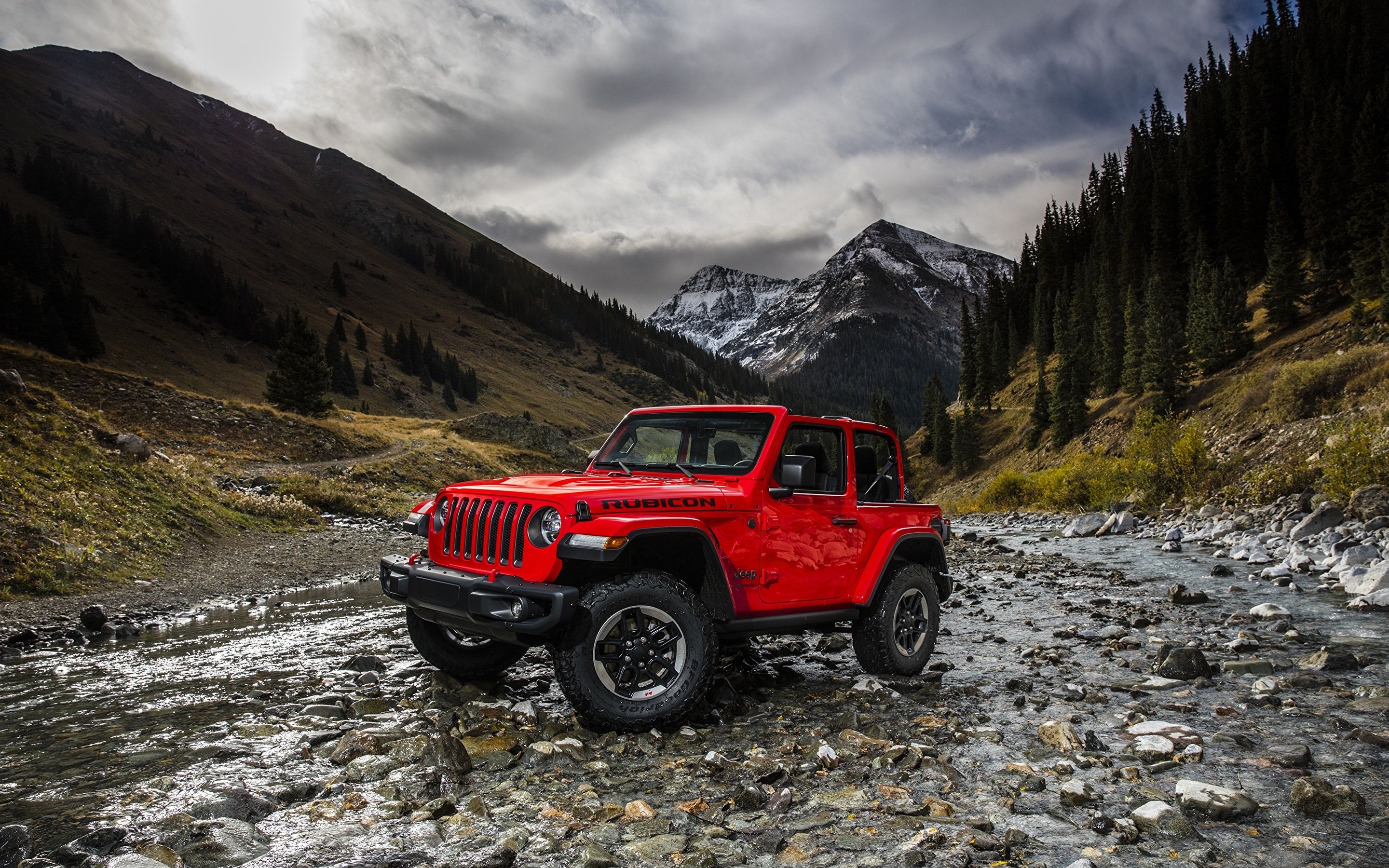 2880x1800 Photo Jeep Wrangler Rubicon 2018 Red Mountains Cars, Desktop