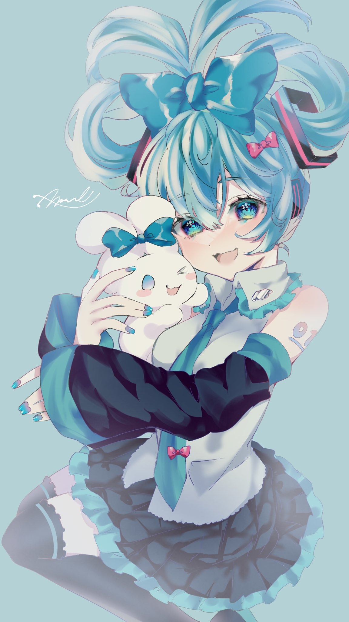 1160x2050 hatsune miku, cinnamiku, and cinnamoroll (vocaloid and 1 more) drawn, Phone