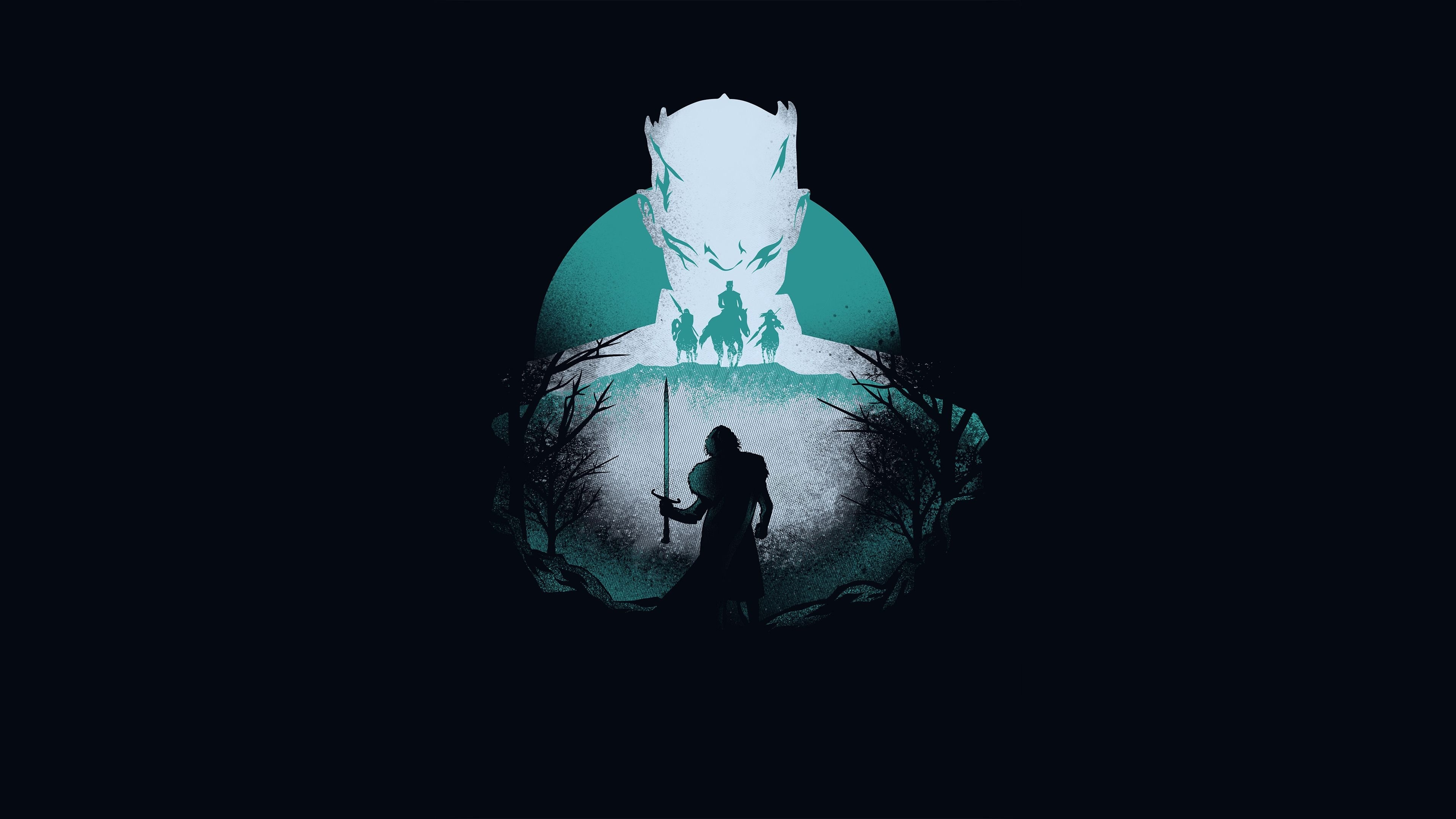 3840x2160 Night King Jon Snow Minimalist Game of Thrones 4K Wallpaper, Desktop