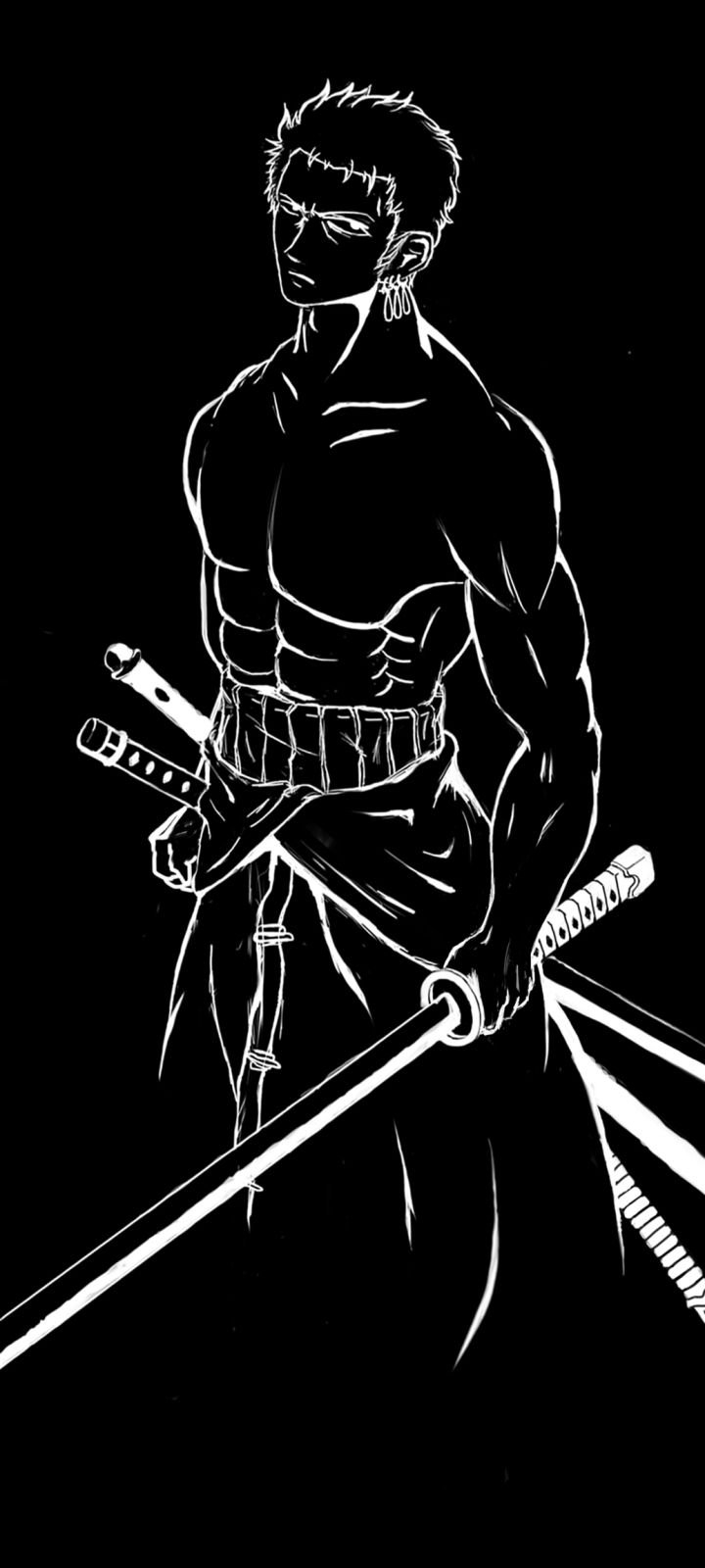 720x1600 Amoled black white anime Wallpaper Download, Phone